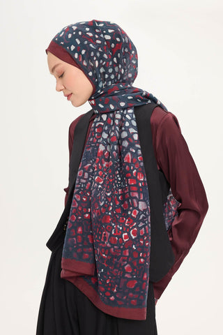 Tencel Monare Şal Bordo Taş Desen 75x195 - Monare Şal - | Silk Home