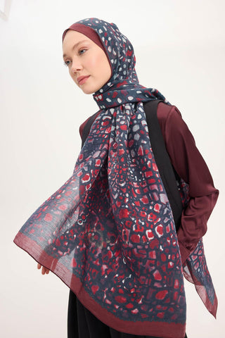 Tencel Monare Şal Bordo Taş Desen 75x195 - Monare Şal - | Silk Home