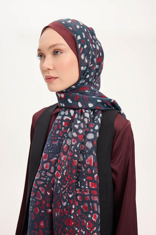 Tencel Monare Şal Bordo Taş Desen 75x195 - Monare Şal - | Silk Home