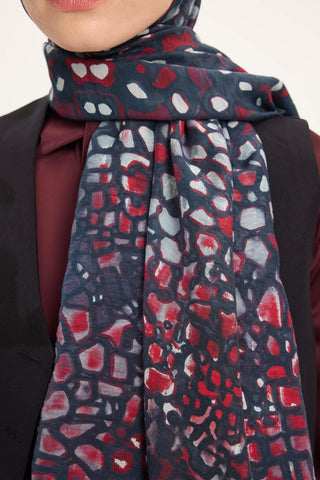 Tencel Monare Şal Bordo Taş Desen 75x195 - Monare Şal - | Silk Home