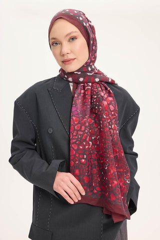Viscose Velora Scarf, Four Seasons, Baroque Floral Pattern, Espresso, 90x90 cm 