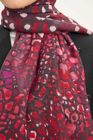 Viscose Velora Scarf, Four Seasons, Baroque Floral Pattern, Espresso, 90x90 cm 