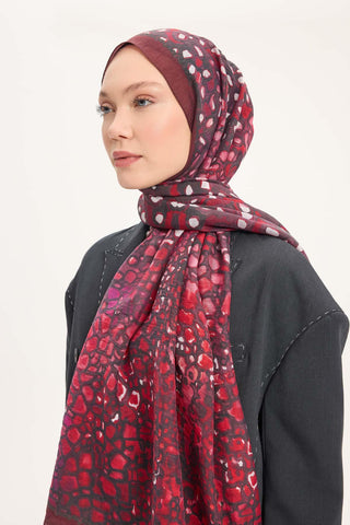 Viscose Velora Scarf, Four Seasons, Baroque Floral Pattern, Espresso, 90x90 cm 