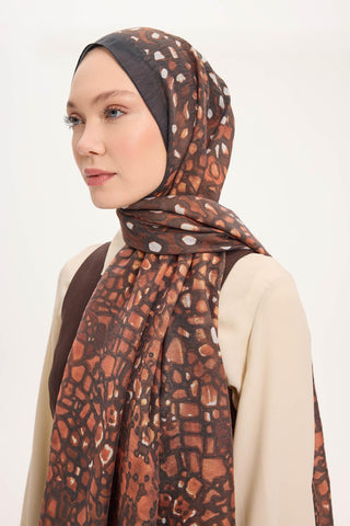 Tencel Monare Şal Koyu Antrasit Taş Desen 75x195