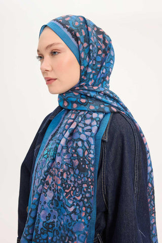 Viscose Velora Scarf, Four Seasons, Baroque Floral Pattern, Espresso, 90x90 cm 