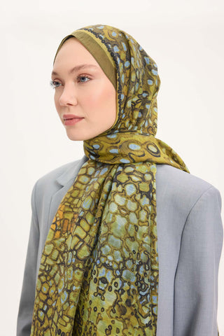 Tencel Monare Yağ Yeşili Taş Desen 75x195