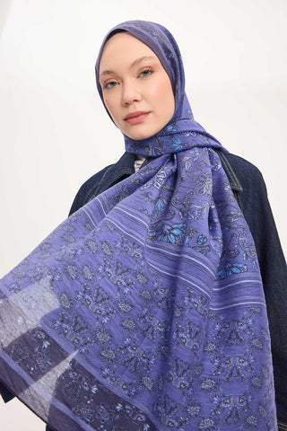 Viscose Velora Scarf, Four Seasons, Baroque Floral Pattern, Espresso, 90x90 cm 