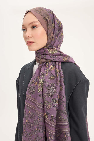 Tencel Monare Şal Mocha Çiçek Desen 75x195 - Monare Şal - | Silk Home