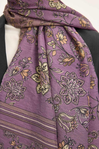 Tencel Monare Şal Mocha Çiçek Desen 75x195 - Monare Şal - | Silk Home