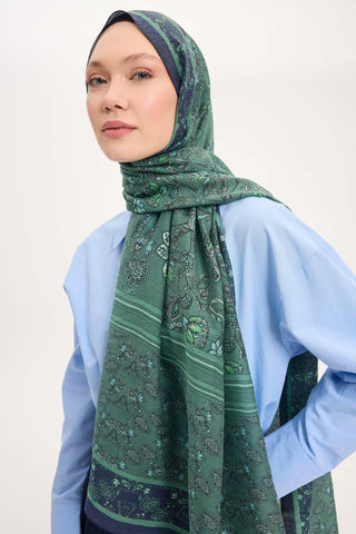 Tencel Monare Şal Koyu Mavi Çiçek Desen 75x195 - mnrsl - | Silk Home