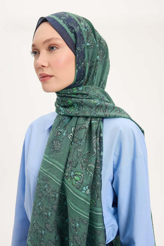 Tencel Monare Şal Koyu Mavi Çiçek Desen 75x195 - mnrsl - | Silk Home