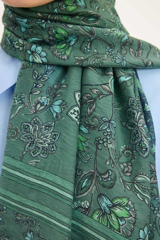 Tencel Monare Şal Koyu Mavi Çiçek Desen 75x195 - mnrsl - | Silk Home