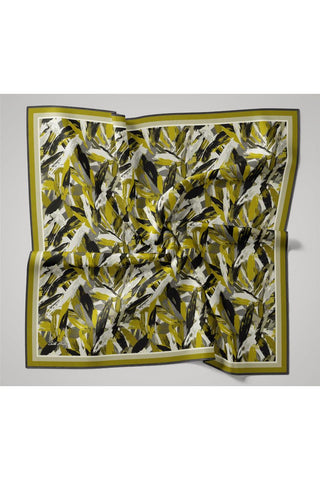 Organik Pamuk İpek Eşarp Yağ Yeşili-Siyah-Asit Yeşili-Gri Desenli Kaymaz Tok
                Duruşlu 90X90