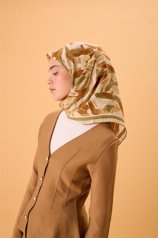 Organik Pamuk İpek Eşarp Mint Yeşili-Taba-Haki-Somon Desenli Kaymaz Tok Duruşlu
                90X90