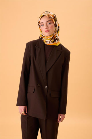 Organic Cotton Silk Scarf, Acid Green-Orange-Dark Brown-Black-Gray Patterned, Non-Slip.
 Firm and Stable 90x90