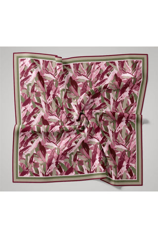 Organik Pamuk İpek Eşarp Su Yeşili-Pembe-Çilek Kırmızısı Desenli Kaymaz Tok
                Duruşlu 90X90