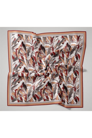 Organic Cotton Silk Scarf, Orange-Burgundy-Gray-Smoky Gray Pattern, Non-Slip, Firm Stitch
 90x90