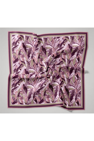 Organik Pamuk İpek Eşarp Mor-Yeşil Gri-Somon-Eflatun Desenli Kaymaz Tok Duruşlu
                90X90