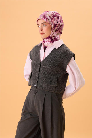 Organik Pamuk İpek Eşarp Mor-Yeşil Gri-Somon-Eflatun Desenli Kaymaz Tok Duruşlu
                90X90