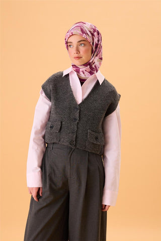 Organik Pamuk İpek Eşarp Mor-Yeşil Gri-Somon-Eflatun Desenli Kaymaz Tok Duruşlu
                90X90