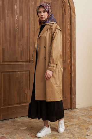 Silk Home Retro Trench Coat Camel T10002-01