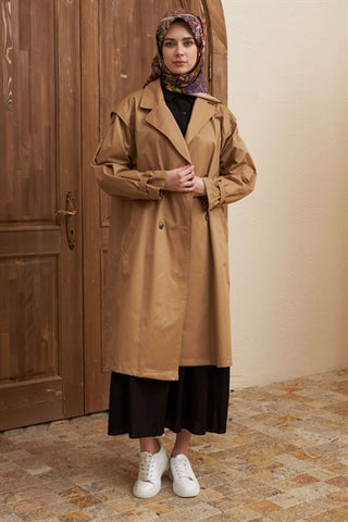 Silk Home Retro Trench Coat Camel T10002-01