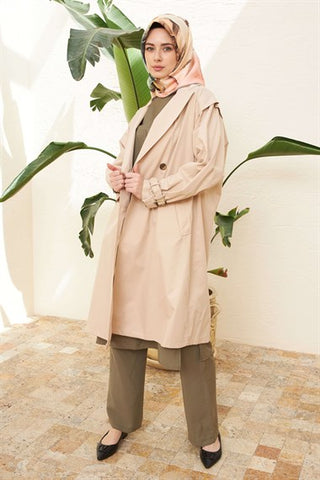 Silk Home Retro Trench Coat Cream T10001-01