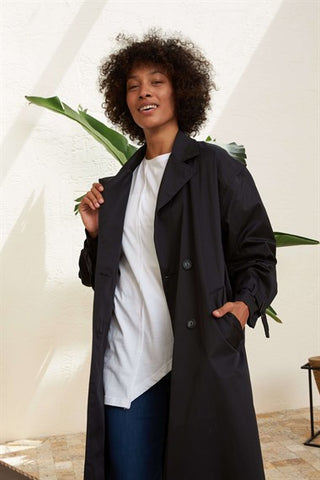 Silk Home Retro Trench Coat Black T10004-01