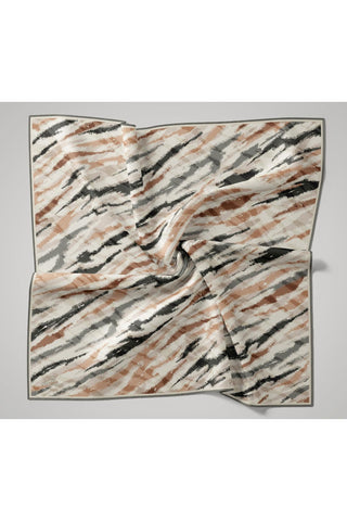 Soft Pamuk Eşarp Gümüş Soğan Kabuğu Tarçın Koyu Yeşil Desenli 90X90 - Soft Eşarp - | Silk Home
