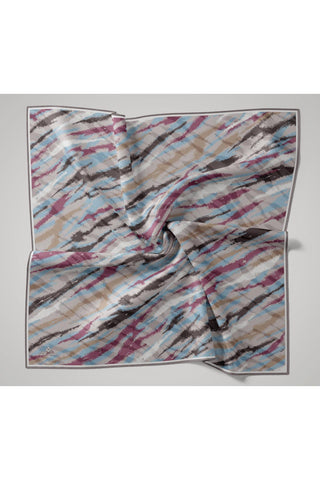 Soft Pamuk Eşarp Gri Pembe Vizon Desenli 90X90