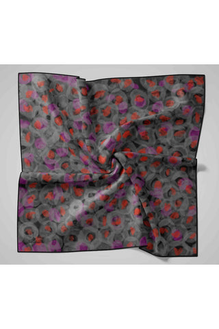 İnce Pamuk Soft Eşarp Siyah-Füme-Gri-Erguvan Desenli Kaymaz Dokulu Nefes Alan 90X90 - Soft Eşarp - | Silk Home