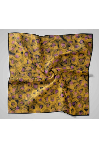 İnce Pamuk Soft Eşarp Siyah-Sarı-Pembe Desenli Kaymaz Dokulu Tok Duruşlu 90X90 - Soft Eşarp - | Silk Home