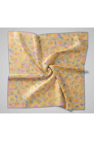 Thin Cotton Soft Scarf, Baby Blue-Yellow-Pink Patterned, Non-Slip Texture, Firm Stitch
 90x90