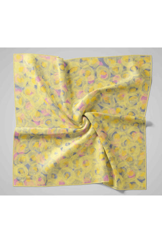 Thin Cotton Soft Scarf, Baby Blue-Yellow-Pink Pattern, Non-Slip, Firm Structure, 90x90 cm
