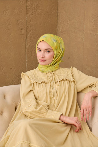 İnce Pamuk Soft Eşarp Asit-Bebe Mavi Desenli Nefes Alan Tok Duruşlu 90X90