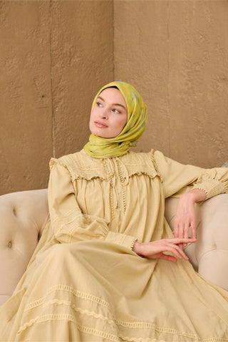 İnce Pamuk Soft Eşarp Asit-Bebe Mavi Desenli Nefes Alan Tok Duruşlu 90X90