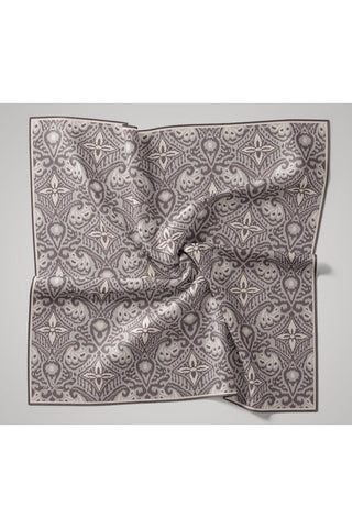 İnce Pamuk Soft Eşarp Pastel Mor-Gümüş Ekru Desenli Nefes Alan Tok Duruşlu 90X90 - Soft Eşarp - | Silk Home