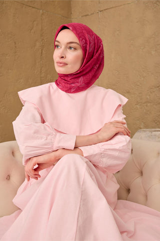 İnce Pamuk Soft Eşarp Fuşya-Pembe-Gül Pembe Desenli Nefes Alan Tok Duruşlu
                90X90