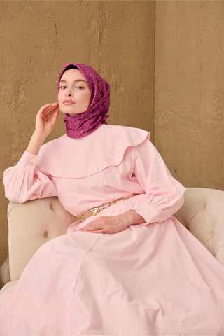 İnce Pamuk Soft Eşarp Fuşya-Pembe-Mürdüm Desenli Nefes Alan Tok Duruşlu 90X90