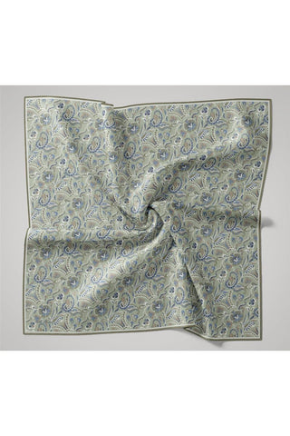 İnce Pamuk Soft Eşarp Su Yeşili-Gök Mavi Desenli Kaymaz Dokulu Tok Duruşlu 90X90 - Soft Eşarp - | Silk Home