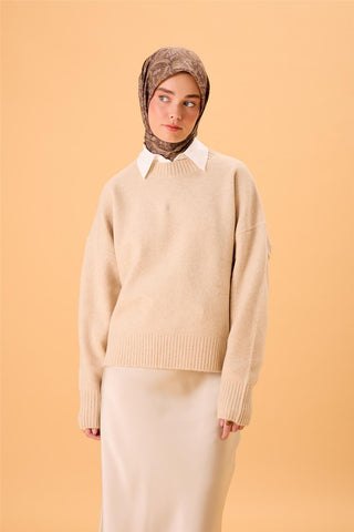 İnce Pamuk Soft Eşarp Kahve Yeşili-Hardal Desenli Kaymaz Dokulu Tok Duruşlu 90X90