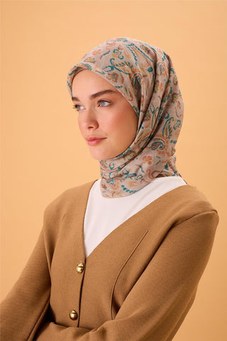 Thin Cotton Soft Scarf, Mink-Patina Green Pattern, Non-Slip Texture, Firm Stitch
 90x90