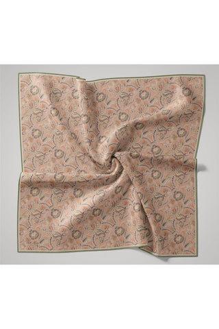 Thin Cotton Soft Scarf, Powder Pink-Green Patterned, Non-Slip Textured, Firm Structure, 90x90 cm