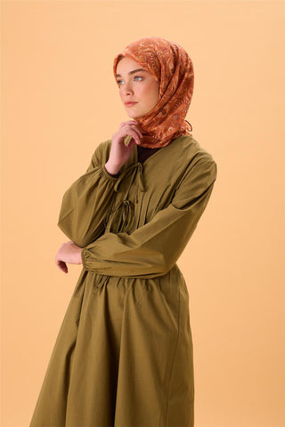 İnce Pamuk Soft Eşarp Koyu Turuncu-Kiremit Desenli Kaymaz Dokulu Tok Duruşlu
                90X90