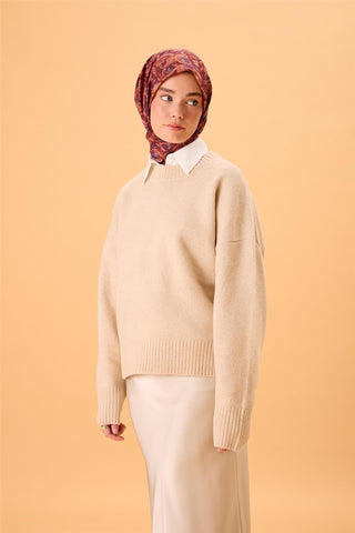 İnce Pamuk Soft Eşarp Kiremit-Bordo Desenli Kaymaz Dokulu Tok Duruşlu 90X90