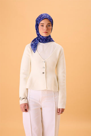 İnce Pamuk Soft Eşarp Morcivert-Lila Desenli Tok Duruşlu 90X90 - Soft Eşarp - | Silk Home