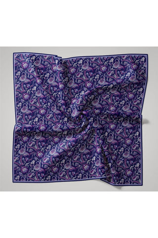 İnce Pamuk Soft Eşarp Morcivert-Lila Desenli Tok Duruşlu 90X90 - Soft Eşarp - | Silk Home