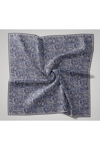 İnce Pamuk Soft Eşarp Saks-İndigo Desenli Tok Duruşlu 90X90 - Soft Eşarp - | Silk Home