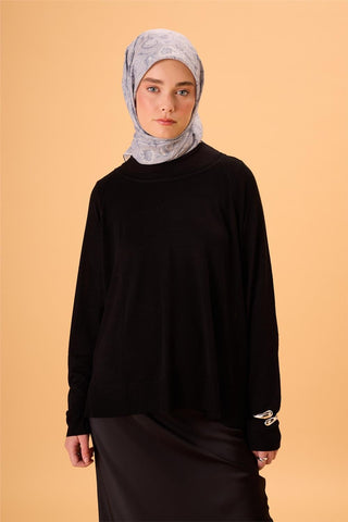 İnce Pamuk Soft Eşarp Gümüş-Antrasit Desenli Tok Duruşlu 90X90