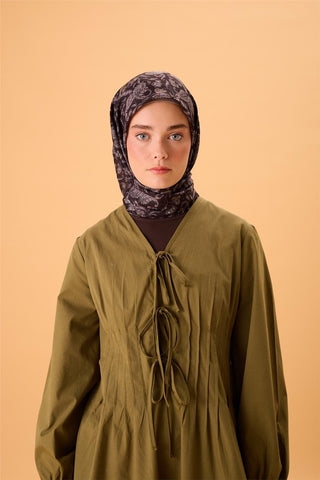 İnce Pamuk Soft Eşarp Siyah-Funda Desenli Tok Duruşlu 90X90 - Soft Eşarp - | Silk Home